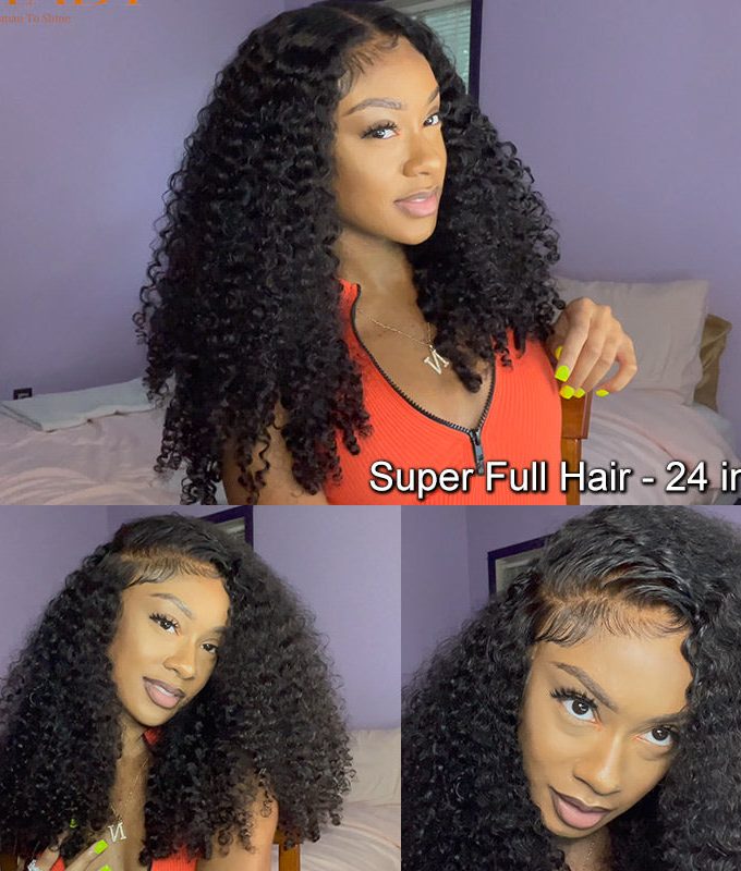 13x4.5 Full Frontal Wig Jerry Curly Hair HD Lace Human Hair Wigs Pre Plucked & Bleached