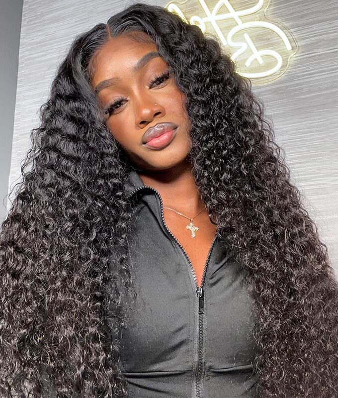 Long Jerry Curly 6x4 HD Pre-cut Lace Wigs Real Virgin Human Hair Mid Part Wear Go Glueless Wig