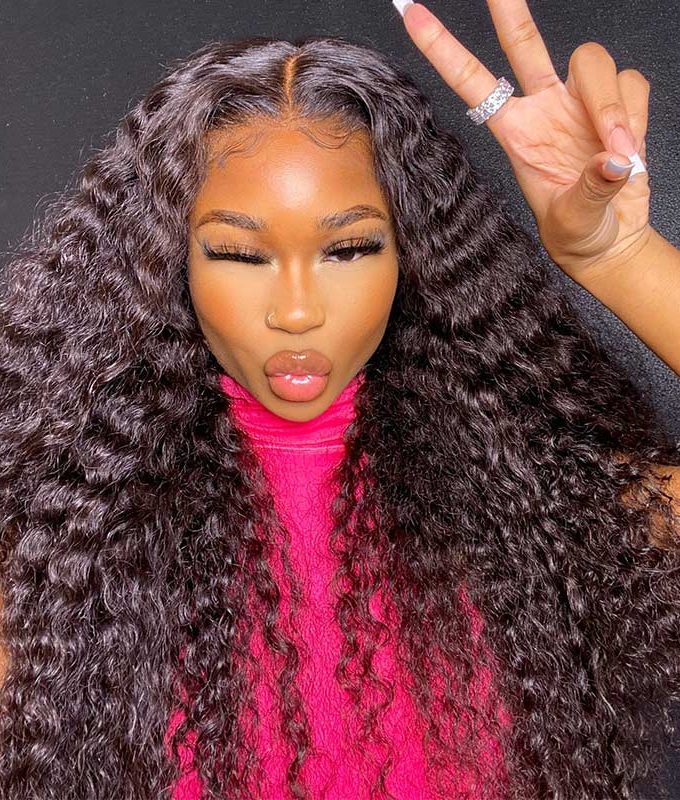Long Jerry Curly 6x4 HD Pre-cut Lace Wigs Real Virgin Human Hair Mid Part Wear Go Glueless Wig