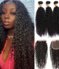 Top Grade Jerry Curly Hair 3 Bundles With 4x4 Lace Closure Brazilian Human Hair Weave