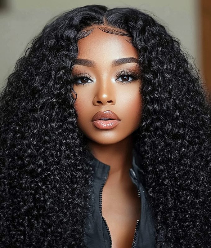 13x4.5 HD Lace Full Frontal Wig Jerry Curly Human Hair Mid Part Glueless Lace Wigs For Women
