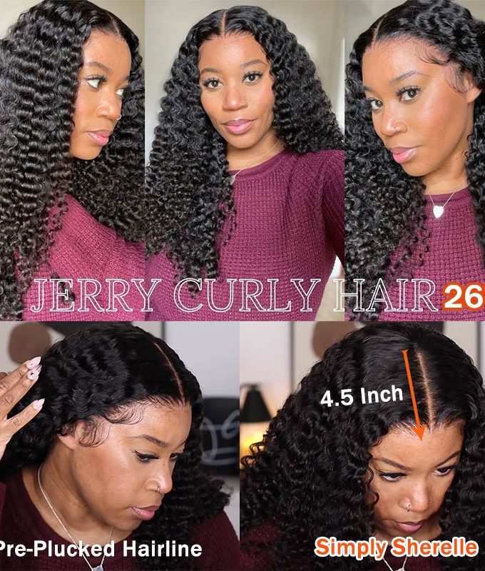13x4.5 Full Frontal Wig Jerry Curly Hair HD Lace Human Hair Wigs Pre Plucked & Bleached