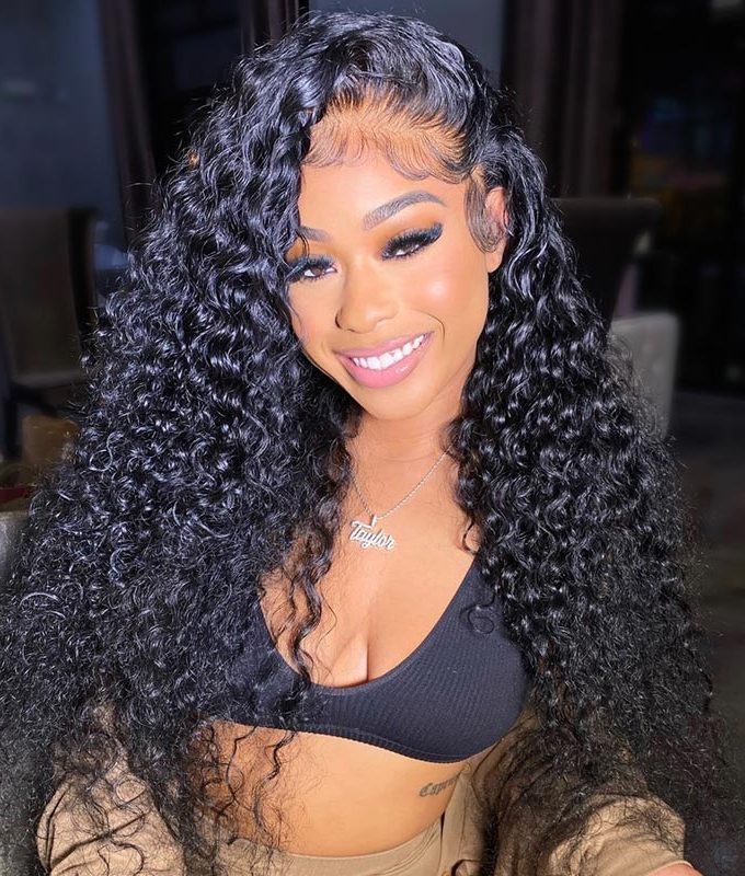 13x4.5 Full Frontal Wig Jerry Curly Hair HD Lace Human Hair Wigs Pre Plucked & Bleached