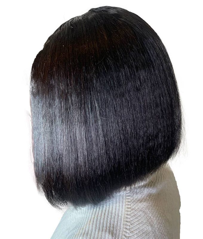 Kinky Straight Bob Wig with 4C Edge Hairline Side Part 5x5 HD Lace Closure Yaki Human Hair Wigs