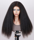 4c Kinky Edge Yaki Straight Hair Glueless Wig Wear Go 6x4 Pre Cut Lace Wig 100% Human Hair