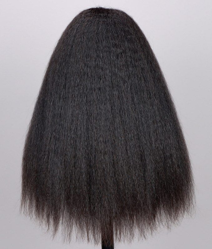 4c Kinky Edge Yaki Straight Hair Glueless Wig Wear Go 6x4 Pre Cut Lace Wig 100% Human Hair