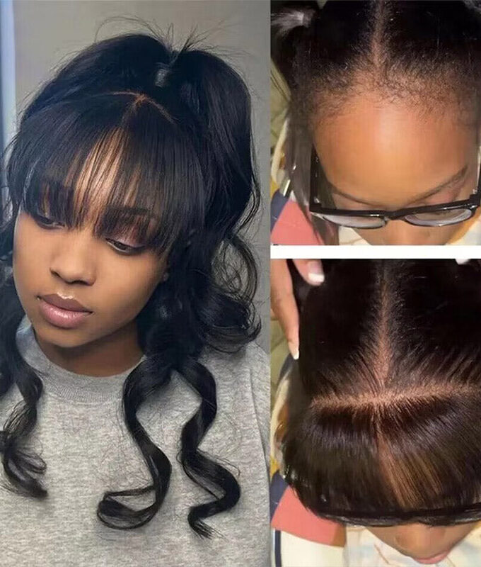 Custom Swiss Lace Forehead Fringe Bangs Invisible Hairline With Baby Hair 6x1 Reusable Human Hair Lace Edges Hairpieces