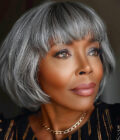 US DOMESTIC SHIPPING | Classic Short Straight Wavy Grey Bob Standard Salt & Pepper Color Glueless Human Hair Wigs For Women Over 60