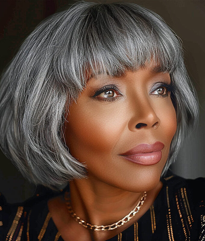 US DOMESTIC SHIPPING | Classic Short Straight Wavy Grey Bob Standard Salt & Pepper Color Glueless Human Hair Wigs For Women Over 60