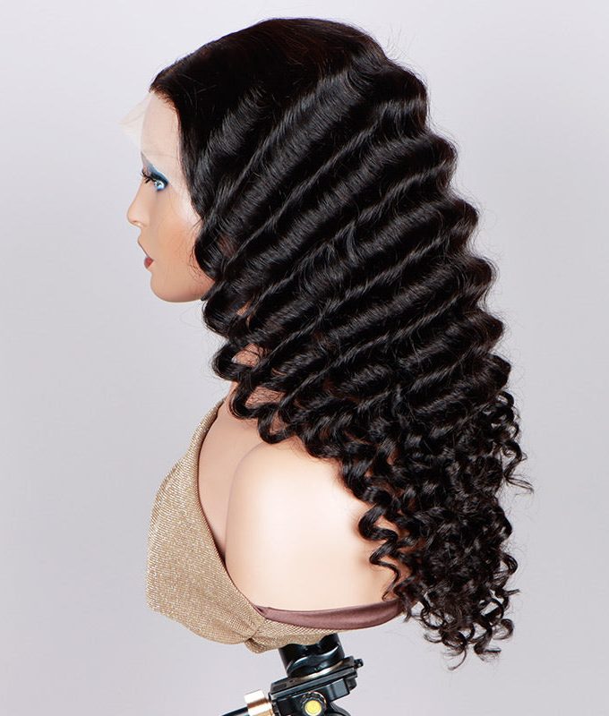 13x4.5 Full Frontal HD Lace Wig Loose Deep Wave Human Hair Wigs Pre Plucked & Bleached