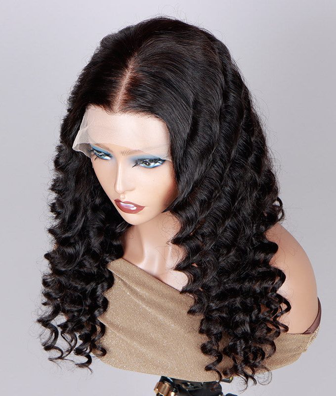 13x4.5 Full Frontal HD Lace Wig Loose Deep Wave Human Hair Wigs Pre Plucked & Bleached