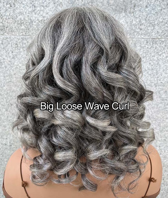 Silver Fox Big Loose Wave Bob Salt & Pepper Human Hair HD Lace Wigs For Women Over 60