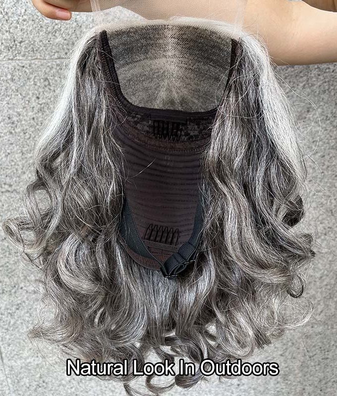Silver Fox Big Loose Wave Bob Salt & Pepper Human Hair HD Lace Wigs For Women Over 60