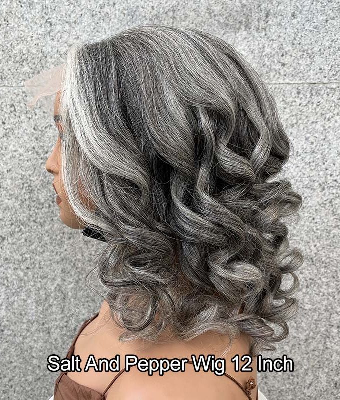 Silver Fox Big Loose Wave Bob Salt & Pepper Human Hair HD Lace Wigs For Women Over 60