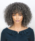US DOMESTIC SHIPPING | Dark Gray Curly Bob Wig With Bangs Glueless Wear & Go Human Hair Salt And Pepper Wigs