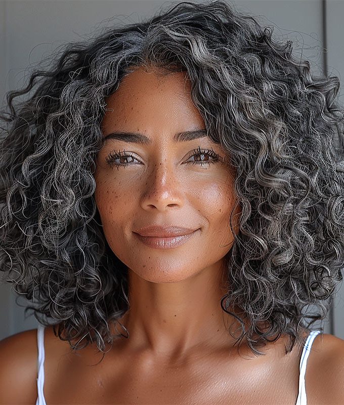 US DOMESTIC SHIPPING | Medium Salt And Pepper Wig Water Wave Human Hair 5x5 Lace Bob Throw On & Go Wigs For Mature Women