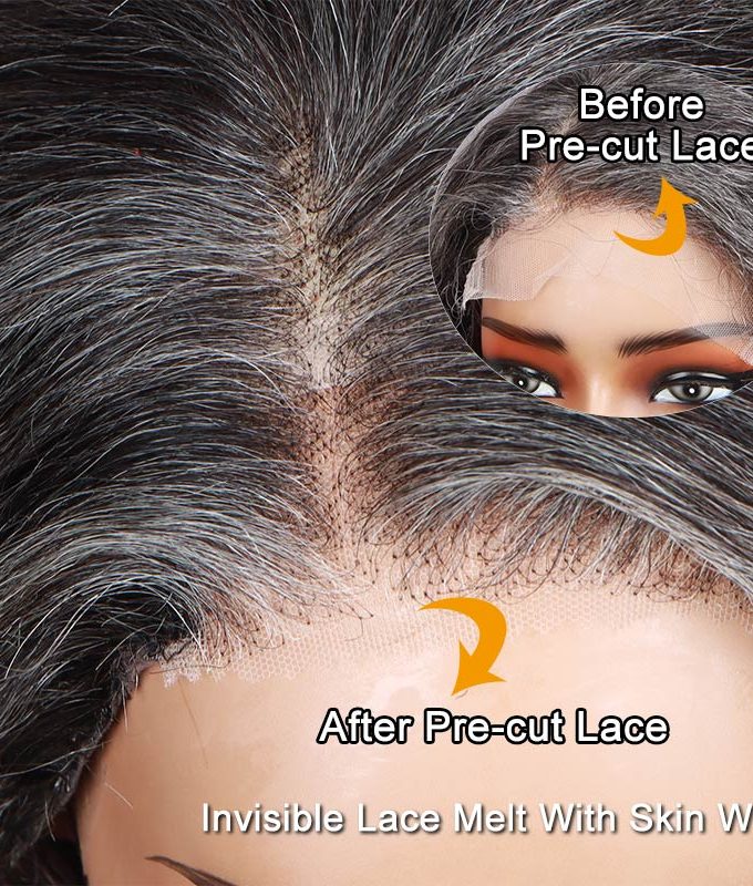 US DOMESTIC SHIPPING | Medium Salt And Pepper Water Wave Bob Real Human Hair 5x5 Lace Wigs For Mature Women