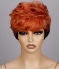 Two-Toned Edgy Pixie Haircut With Orange Layers Natural Wave Human Hair WearGo Glueless Non-Lace Wig