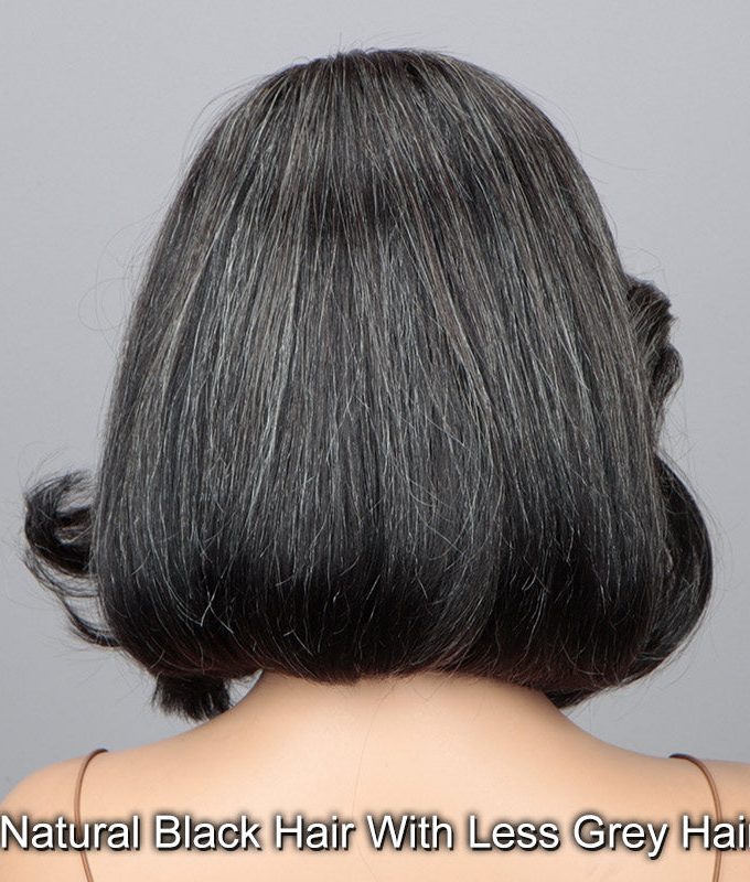 Dark Salt & Pepper Wig Natural Wavy Bob Real Human Hair Glueless 4x4 Lace Wigs For Women Over 50