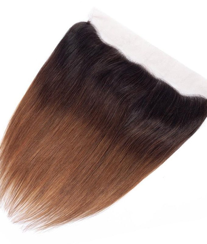 Ombre Brown Straight Hair Bundles With Frontal Closure Brazilian Virgin Remy Human Hair 3 Tone T1B/4/30 Color|Flash Sale