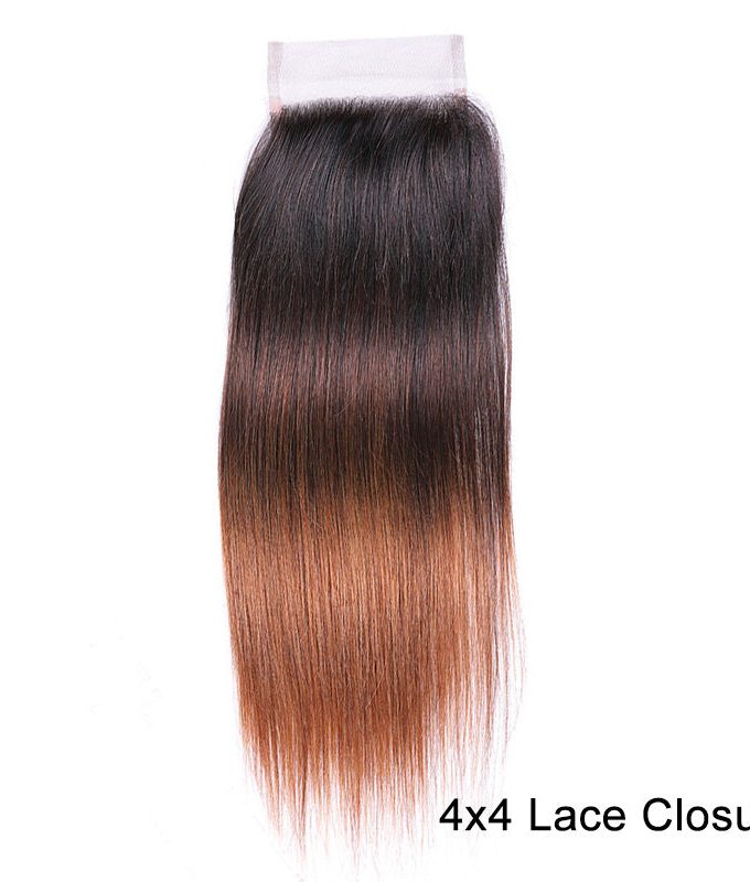 Ombre Brown Straight Hair Bundles With Frontal Closure Brazilian Virgin Remy Human Hair 3 Tone T1B/4/30 Color|Flash Sale