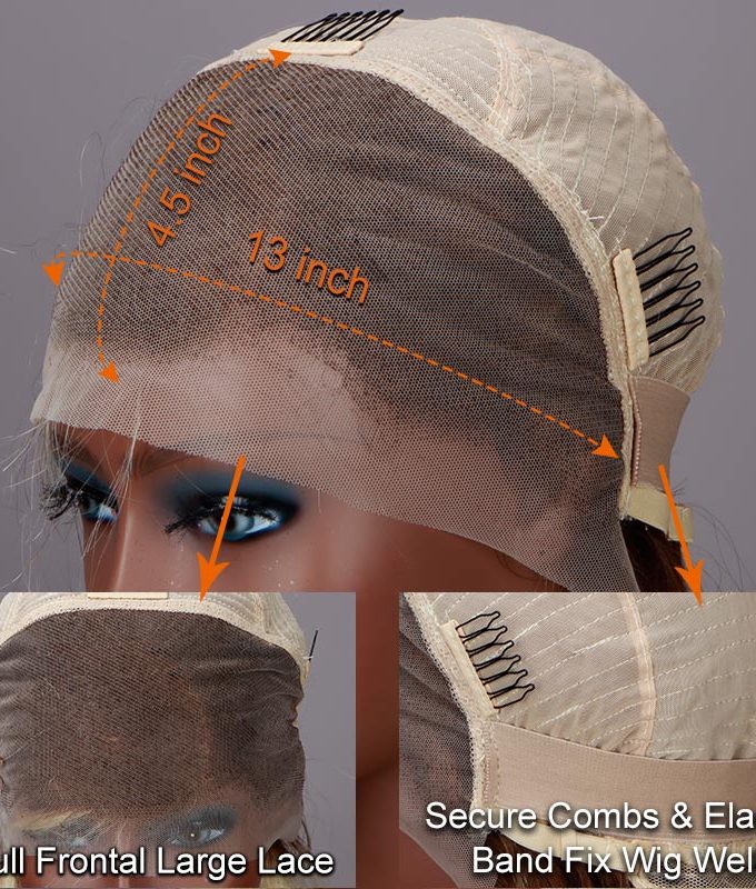 Ombre Bob Barbie Blonde With Brown Roots Silky Straight Hair 13x4 HD Lace Full Frontal Wig With Perfect Bleached Knots