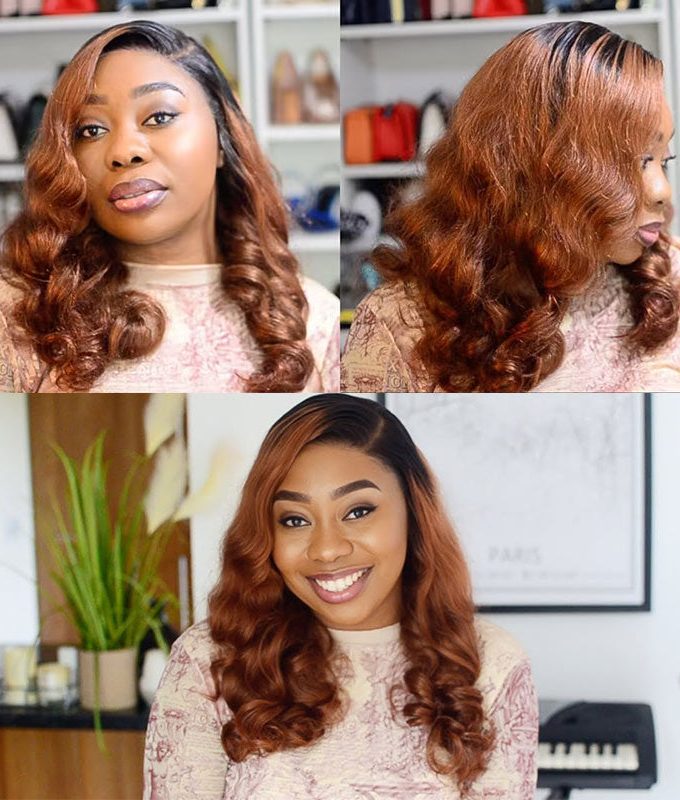 Ombre Brown Hair Loose Wave Wig 13x4.5 HD Lace Full Frontal Wig Bouncy Loose Curl Wig