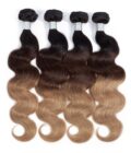 T1B/4/27 Ombre Hair 3 Bundles Brazilian Virgin Human Hair 3 Tone Color
