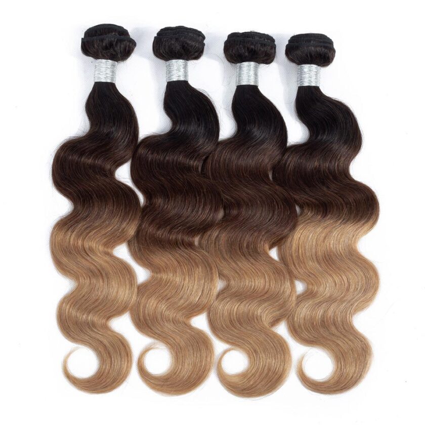 T1B/4/27 Ombre Hair 3 Bundles Brazilian Virgin Human Hair 3 Tone Color