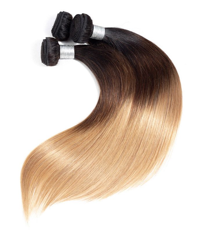 T1B/4/27 Ombre Hair 3 Bundles Brazilian Virgin Human Hair 3 Tone Color