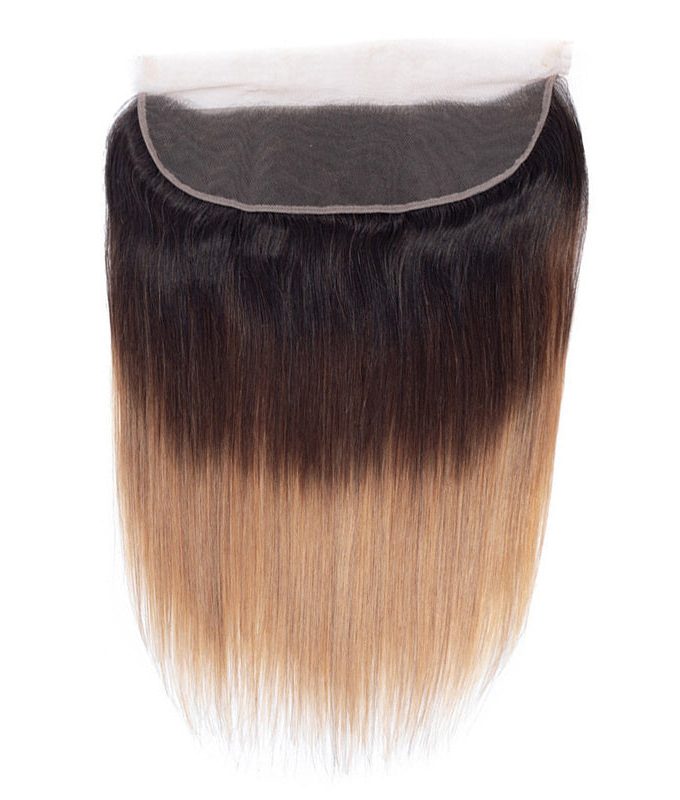 Ombre Straight Hair Bundles With Closure Brazilian Virgin Remy Human Hair 3 Tone T1B/4/27 Color | Flash Sale