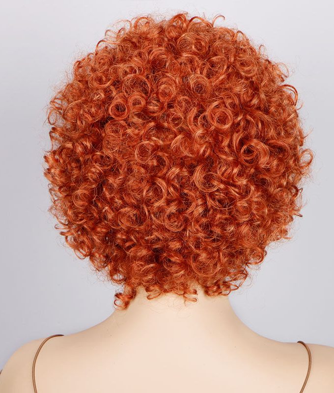 Short Bouncy Curly Orange Wig With Bangs For Women Real Human Hair Glueless Wear And Go Wigs