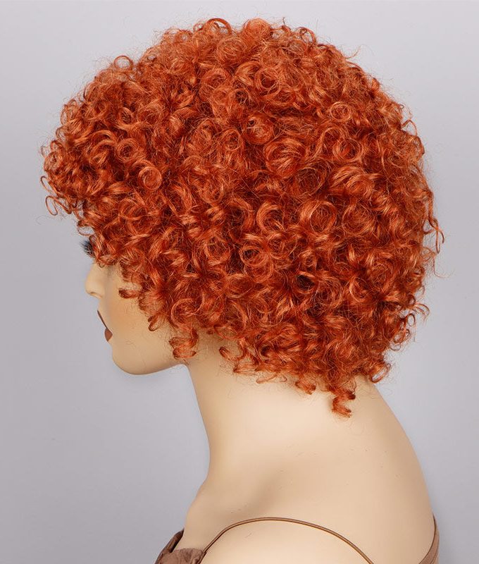 Short Bouncy Curly Orange Wig With Bangs For Women Real Human Hair Glueless Wear And Go Wigs