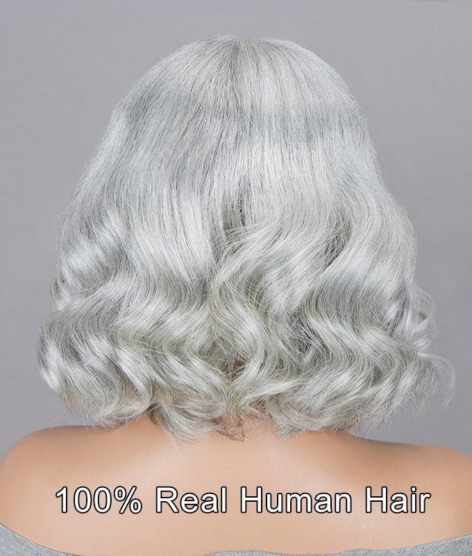 Seniors Pale Gray Wig 5x5 HD Lace Real Human Hair Light Salt And Pepper Loose Wavy Wigs For Older Women