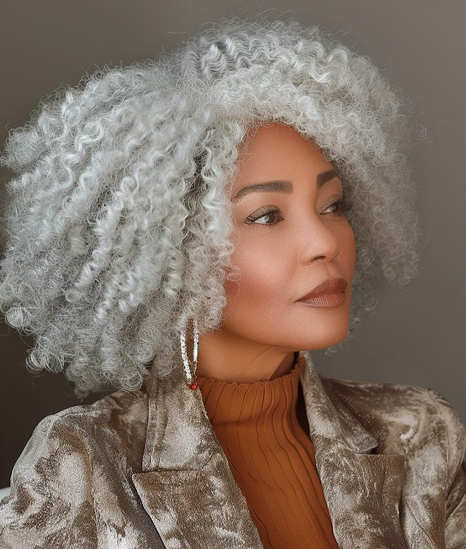 US DOMESTIC SHIPPING | Seniors Pale Gray Wig Light Salt And Pepper Jerry Curly Bob 5x5 HD Lace Human Hair Wigs For Older Women
