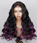 Purple Peekaboo Balayage Highlight Wig Long Body Wave Hair Glueless 6x4 Pre Cut Pre Bleached Lace Wig
