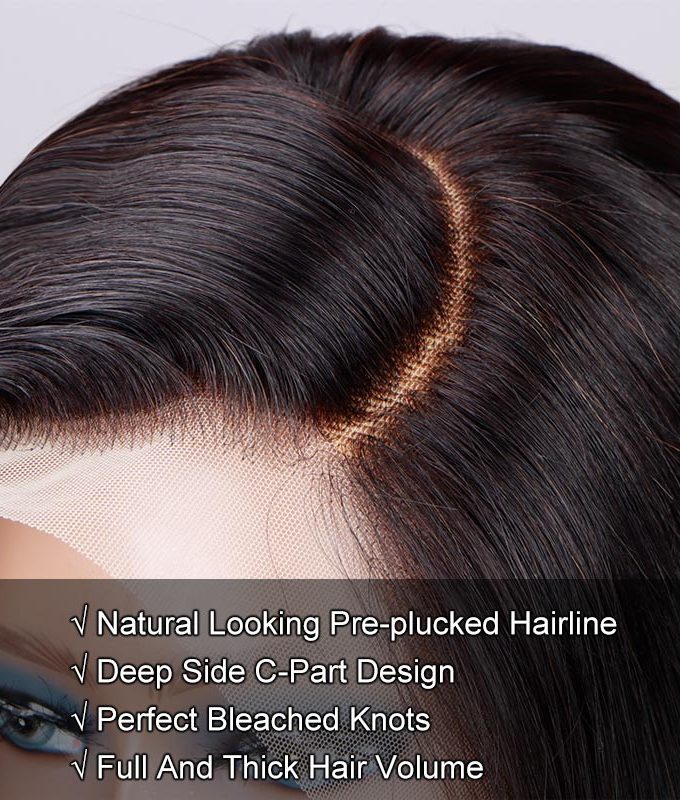 HD Lace 13x4.5 Frontal Bob Silky Straight Human Hair Glueless Wig Pre-Plucked and Bleached Ready To Wear