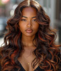 Red Copper Peekaboo Balayage Highlight Brown Wig Long Body Wave Hair Glueless 6x4 Pre Cut Pre Bleached Lace Wig