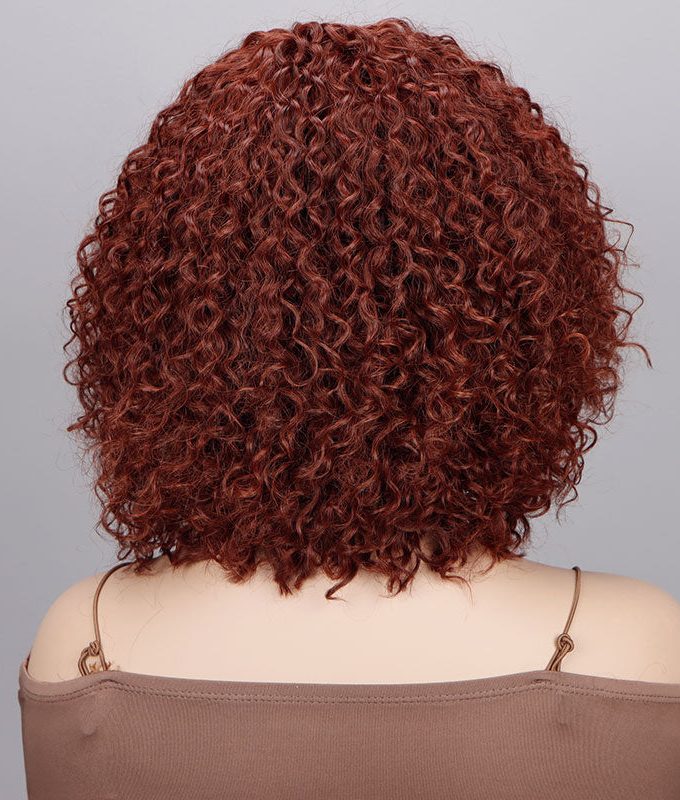 Rich Red Copper Jerry Curly Bob Wig 100% Real Human Hair Glueless Wear And Go Wigs