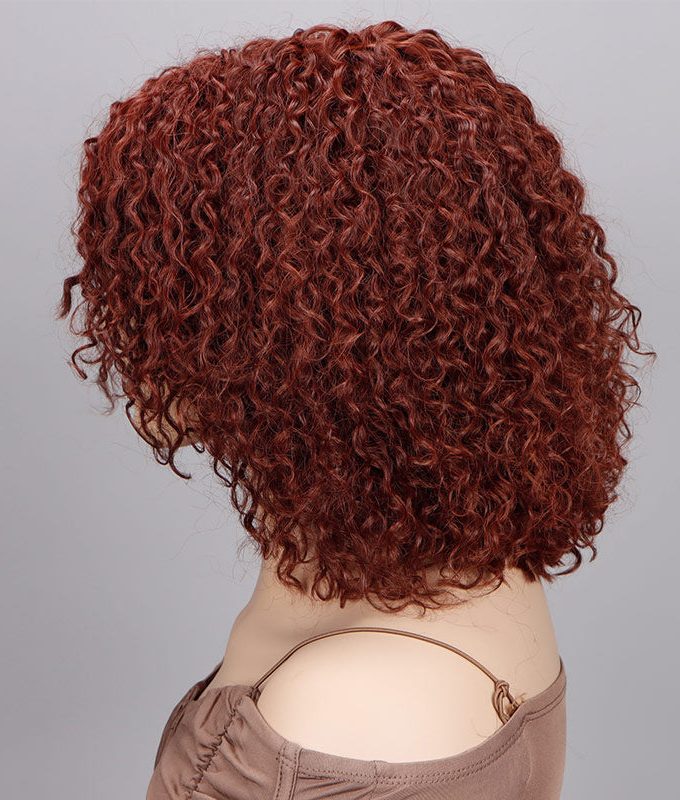 Rich Red Copper Jerry Curly Bob Wig 100% Real Human Hair Glueless Wear And Go Wigs