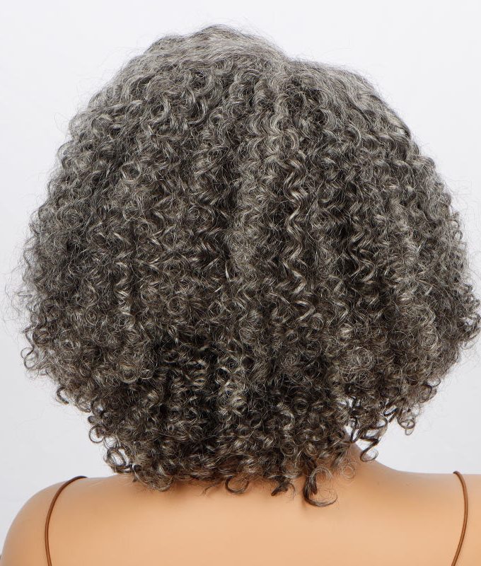 Seniors Salt And Pepper Wig Short Jerry Curly Bob Real Grey Human Hair Lace Wigs For Women