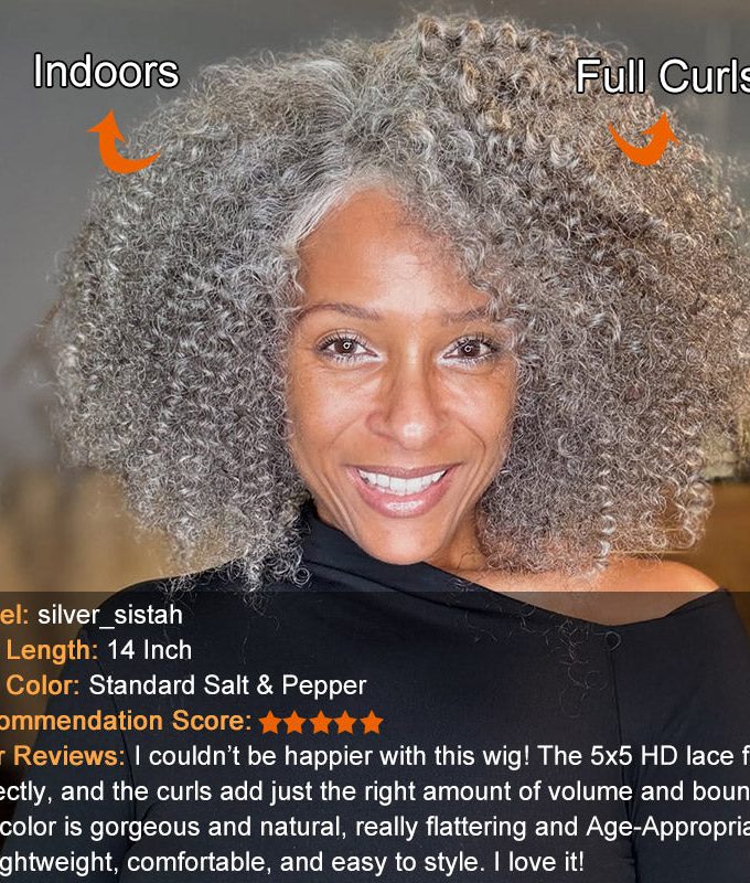 US DOMESTIC SHIPPING | Seniors Salt And Pepper Jerry Curly Bob Real Human Hair Handmade 5x5 HD Lace Wigs For Mom