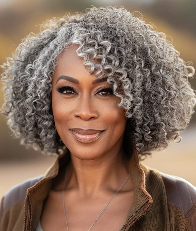 US DOMESTIC SHIPPING | Seniors Salt And Pepper Jerry Curly Bob Real Human Hair Handmade 5x5 HD Lace Wigs For Mom