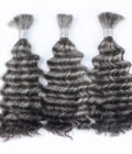Salt And Pepper Bulk Hair For Braiding Deep Wave Human Hair 1/2/3/4 Pcs Grey Hair Extensions