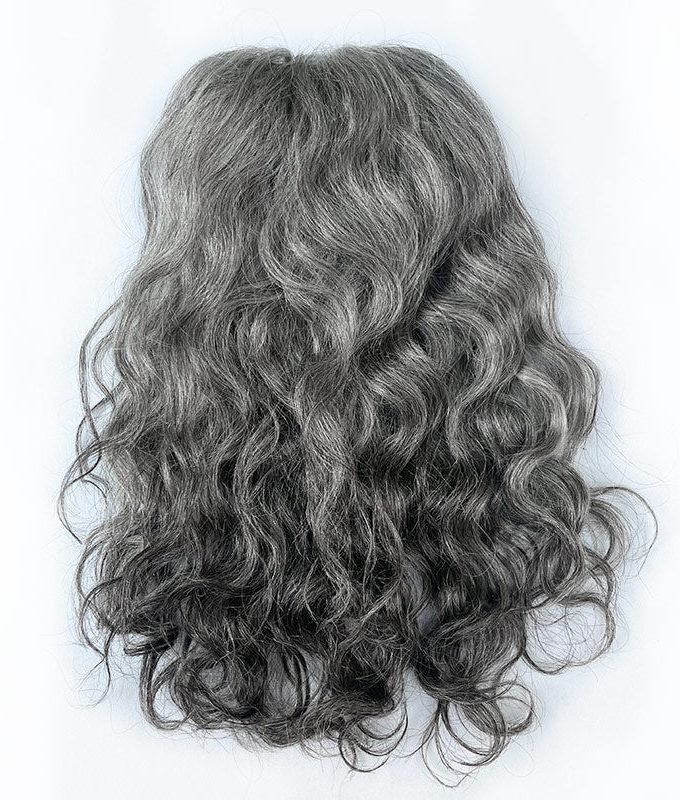 Instant Salt and Pepper Drawstring Ponytail Natural Wavy Human Hair Clip In Extensions