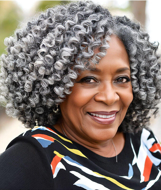 Silver Gray Jerry Curly Human Hair Clip In Hair Extensions 6 Pieces/Set Salt And Pepper Color