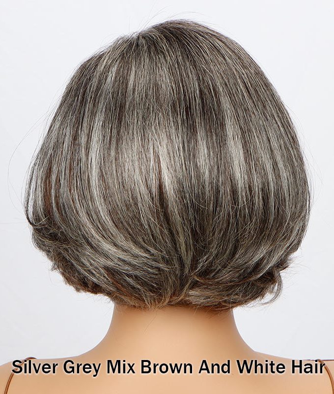 Handmade Natural Wavy Grey Highlight Wig Mixed With Brown Human Hair Perfect Glueless Lace Wigs for Mom