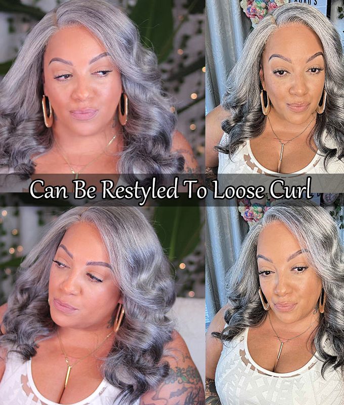 Salt And Pepper Wig Straight Hair Long Wig 5x5 HD Lace Wigs For Elegant Seniors Women