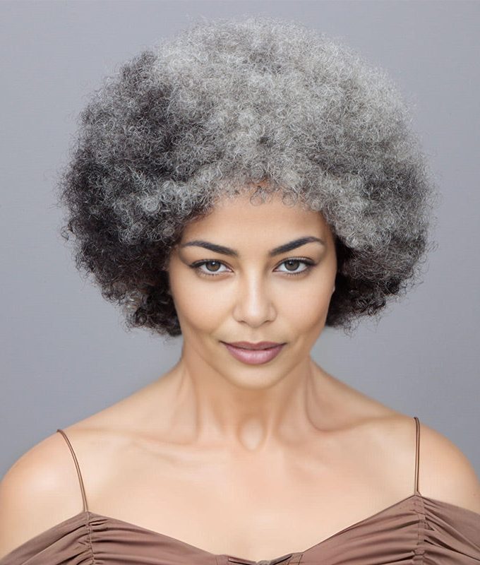 Beginner Friendly Wear To Go Wigs Salt And Pepper Short Afro 4C Kinky Curly Human Hair Glueless Wig For Older Women