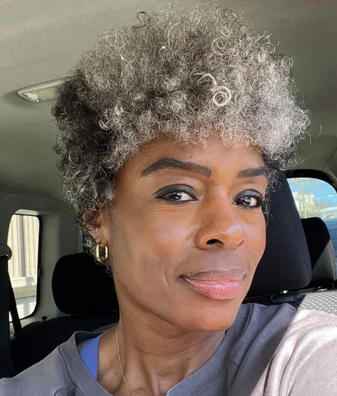 Beginner Friendly Wear To Go Wigs Salt And Pepper Short Afro 4C Kinky Curly Human Hair Glueless Wig For Older Women